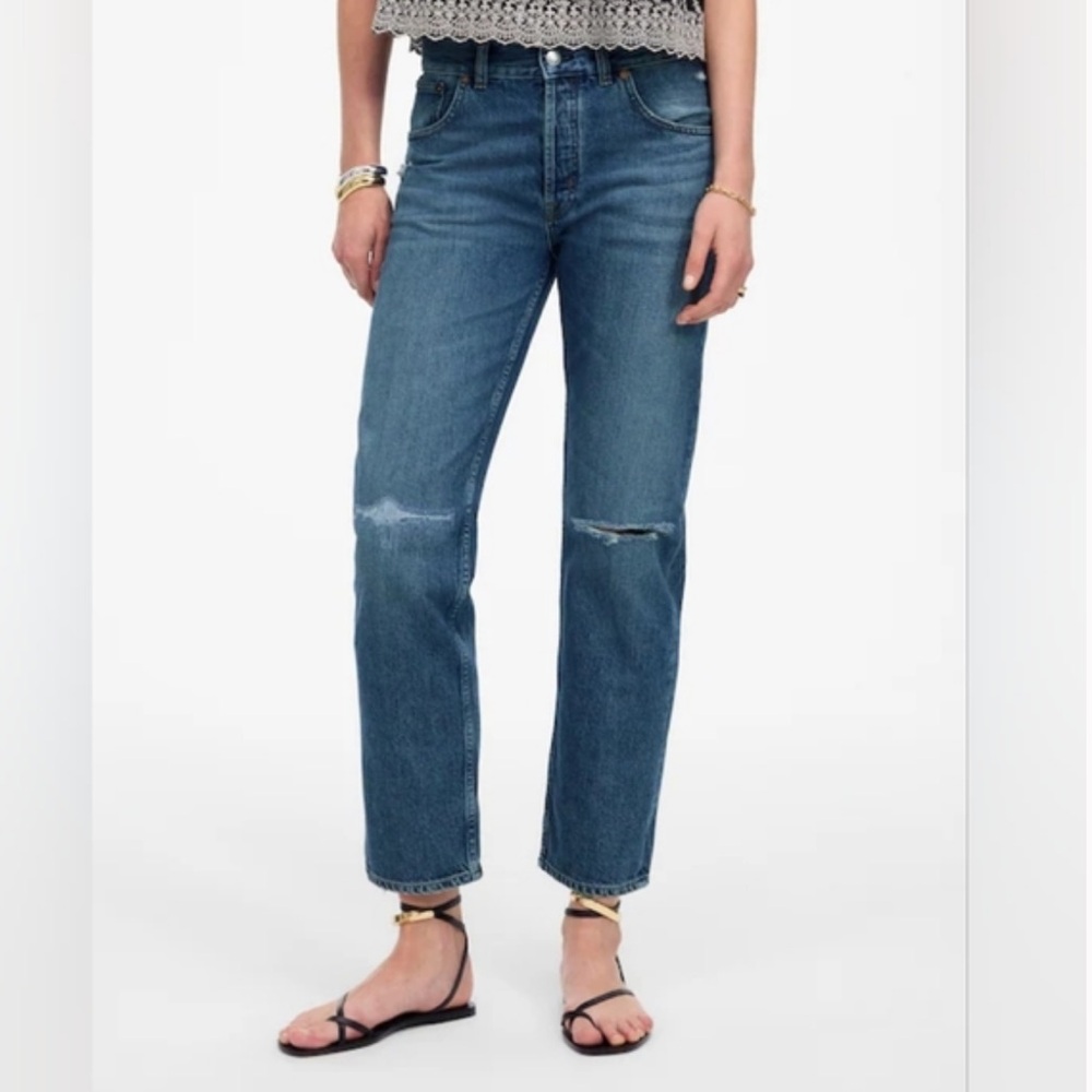 Madewell distressed curvy straight crop jeans New 29